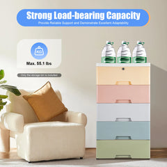 Dresser Storage Cabinet 5 Drawer Stackable Vertical Clothes Storage Tall Small Closet Plastic Drawers Home Furniture