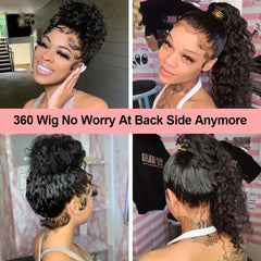 250 Density Deep Wave 360 Lace Front Human Hair Wigs Pre Plucked Curly Lace Front Wig Transparent Brazilian Human Hair For Women