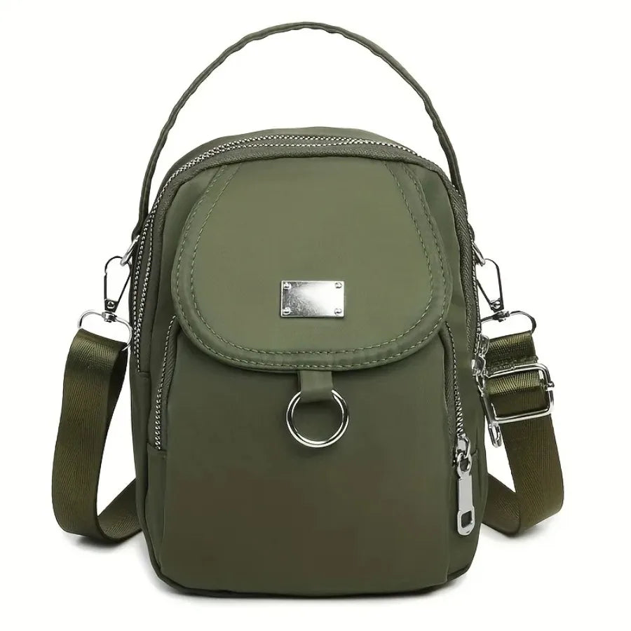 Army Green Water-Proof Crossbody Bag Multi Compartment Mobile Phone Bag Women Messenger Bag Casual Oxford Cloth Shoulder Bag