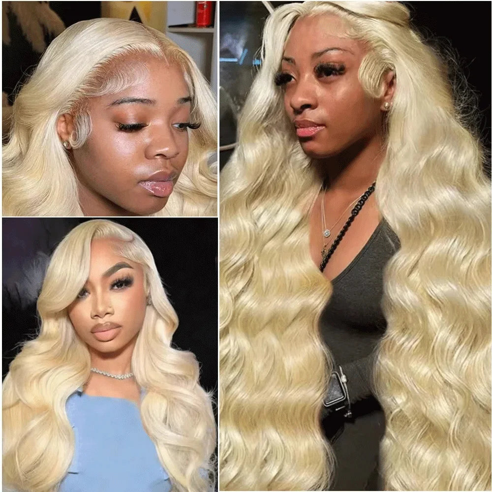 36 Inch HD Transparent Blonde Body Wave 13x6 Lace Front Human Hair Wigs Honey Colored Lace Frontal PrePlucked #613 Closure Wig