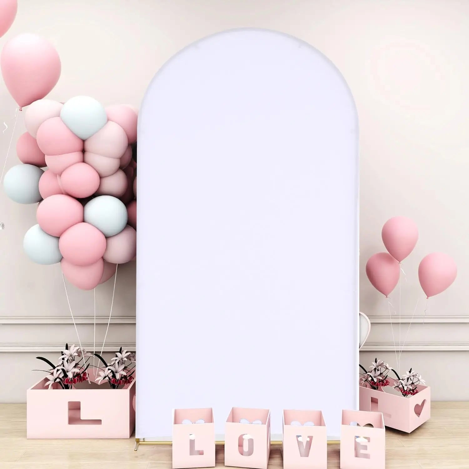 6.6FT Wedding Arch Backdrop Stand and Arch Cover Metal Arch Stand with Arch Stand Cover for Parties Birthdays Baby Showers