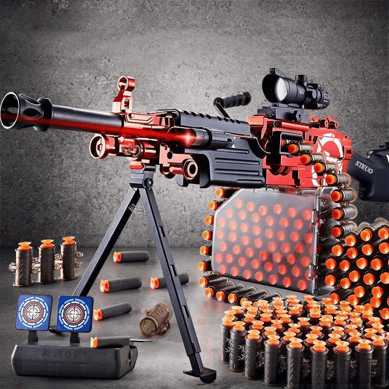 M249 LMG Machine Gun Foam Dart Blaster Heavy Machine Gun Toy Manual/Electric Function