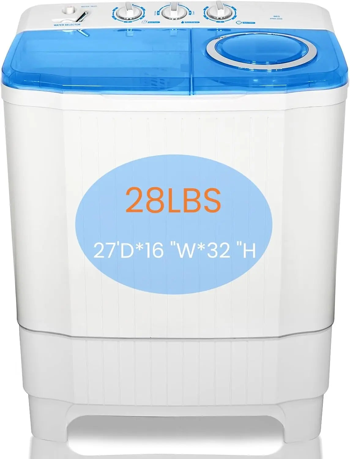 Portable Washing Machine - 28Lbs Compact Twin Tub Washer and Spin Dryer - Semi-automatic Laundry Washer(18Lbs) & Spinner(10Lbs)