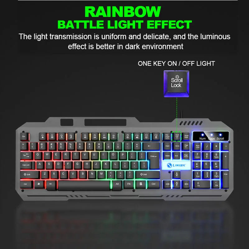 T25 Wired Keyboard Mouse Set LED Luminous E-sports Desktop Computer Laptop Office Imitation Mechanical Tactile Game Keyboards