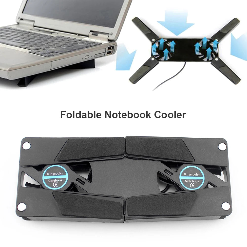 USB Powered Laptop Cooling Pad with Double 60mm Fans Foldable Cooler Pad Notebook Cooling Pad for Laptop PC Computer