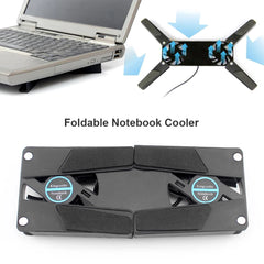 USB Powered Laptop Cooling Pad with Double 60mm Fans Foldable Cooler Pad Notebook Cooling Pad for Laptop PC Computer