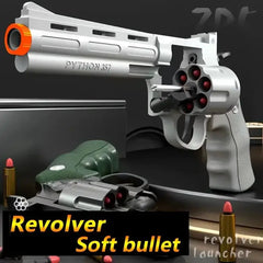 Toy Gun, Manual Firing, Soft Bullet, Shell Throwing Soft Bullet Gun Toy, Long Revolver Toy Gun (Containing 6 Bullets An