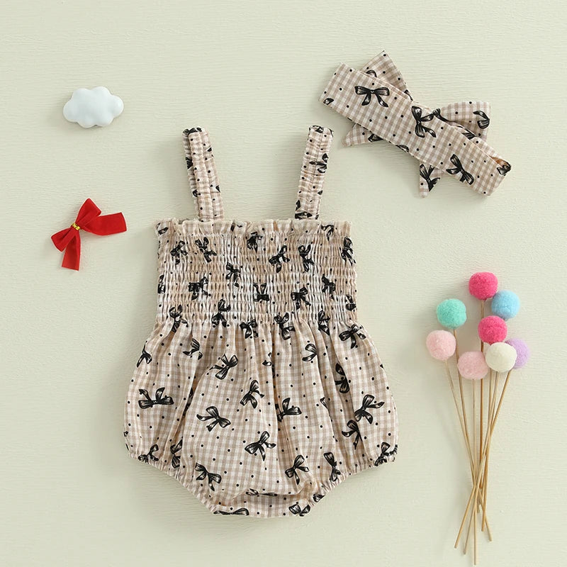 Toddler Girls Floral Ruffle Sleeve Romper with Matching Headband Set Summer Outfit Jumpsuit for Baby Girl