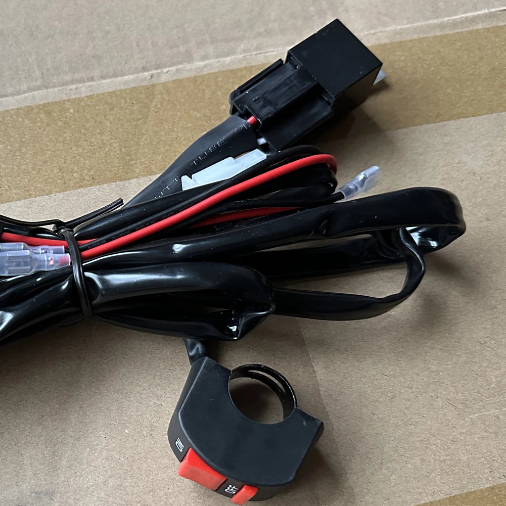 Motorcycle Fog Light Wiring Harness Socket With LED Indicator Switch Automotive Relay DC 12V Work Light Connector Accessories