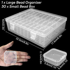 Guyuyii 31 Pcs Clear Bead Organizer - Plastic Bead Storage Box with Hinged Lids - Perfect for Jewelry Making Diamond Painting C