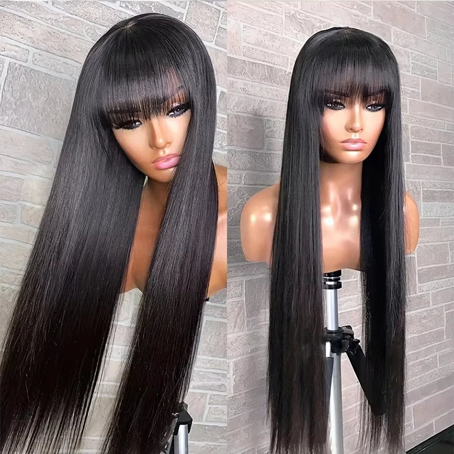 Bone straight 3x1 hd lace frontal human hair wig for women 30 inch lace front brazilian tansparent Full Machinew wigs on sale