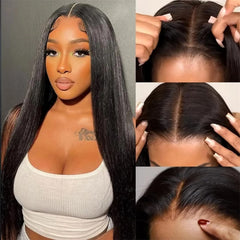 Straight Lace Front Wig Long Straight Black Lace Front Wigs HD Transparent 13x4 Lace Frontal Wig Brazilian Human  For Black Wome