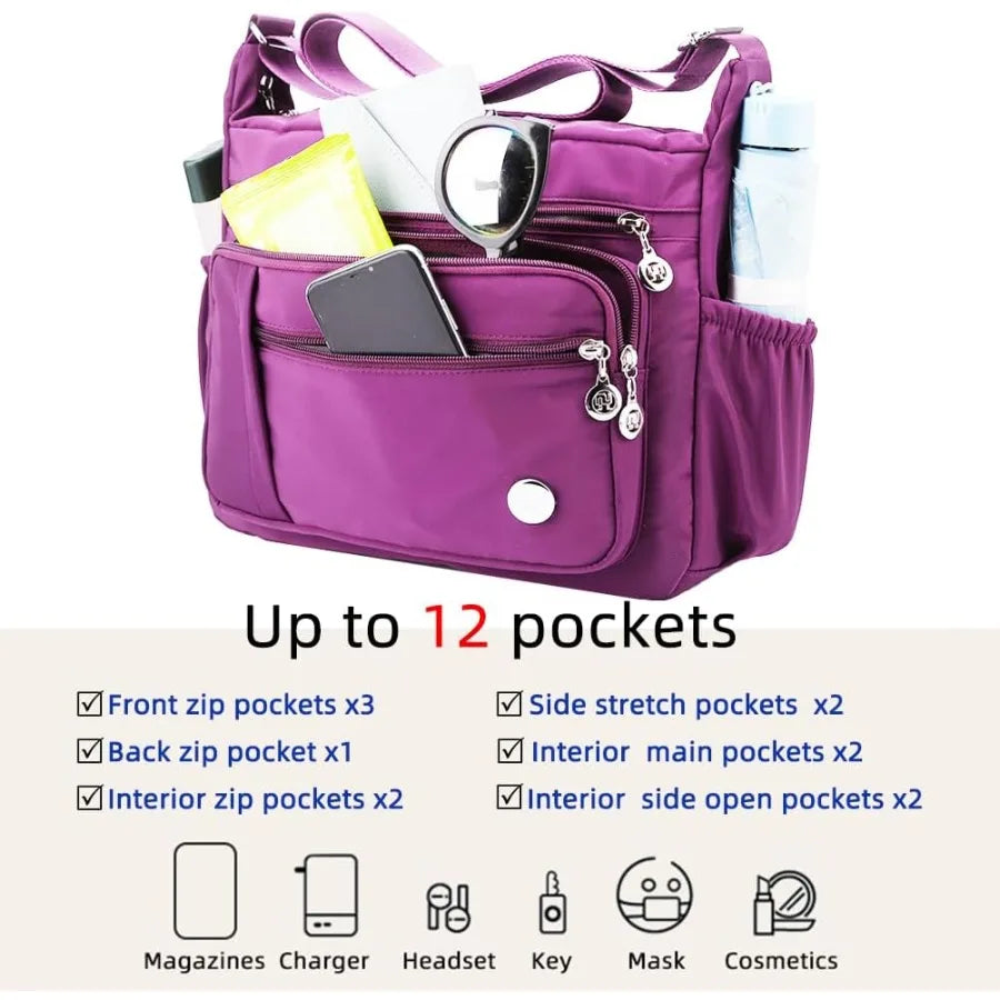 Women Shoulder Handbag Roomy Multiple Pockets Bag Ladies Crossbody Purse Fashion Tote Top Handle Satchel