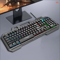 New T16 Gaming Keyboard Metal Plate Backlit Color Luminous USB Wired Game Keyboards for Home Desktop Computer Business Office