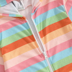 Children s Hooded Beach Poncho Towels with Vibrant Rainbow Stripes and Tie Dye Design Featuring Loose Fit Long Sleeves and