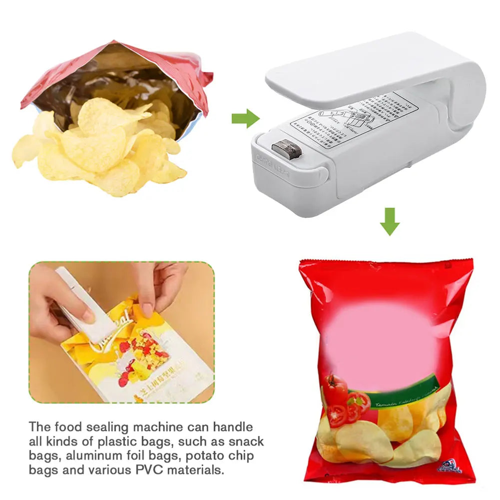 1/2PCS Mini Plastic Bag Sealer Machine Storage Bag Clip Sealing Storage Machine Portable Sealer Food Packing Seal Kitchen Gadget