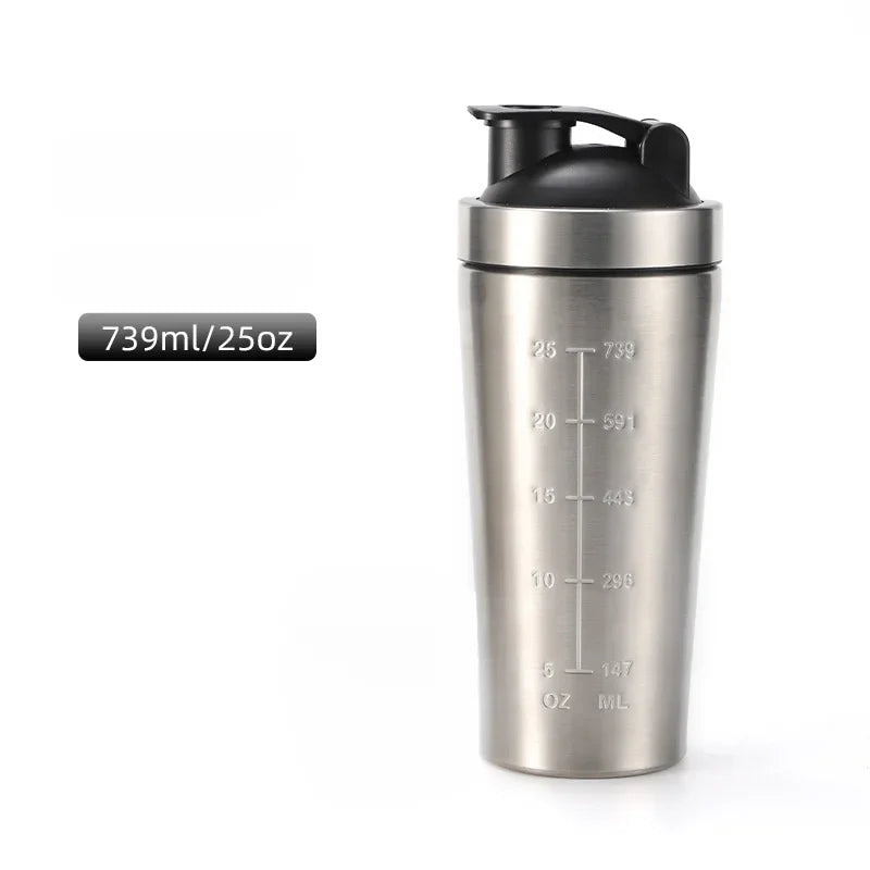 New Stainless Steel Cup Vacuum Mixer Outdoor Drink Kettle Detachable Double Layer Whey Protein Powder Sports Shaker Water Bottle