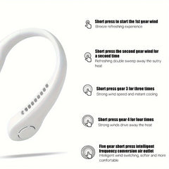 Portable Rechargeable Hands Free Bladeless Hanging Neck Fan Cool Wind Long Battery Life for Outdoor