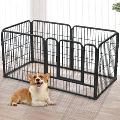 6 Panels Foldable Pet Playpen with Door Heavy Duty Dog Puppy Playpen Exercise Puppy Kennel Cage for Dog Cat Rabbit Pet Exercise