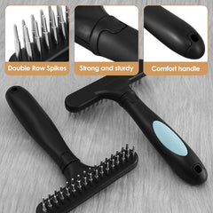 Carpet Rake Carpet Groomer Rake Shag Rug Rake Hair Cleaner Handle Pet Hair Cleaning Brush For Rug and Carpet Undercoat Rake Comb