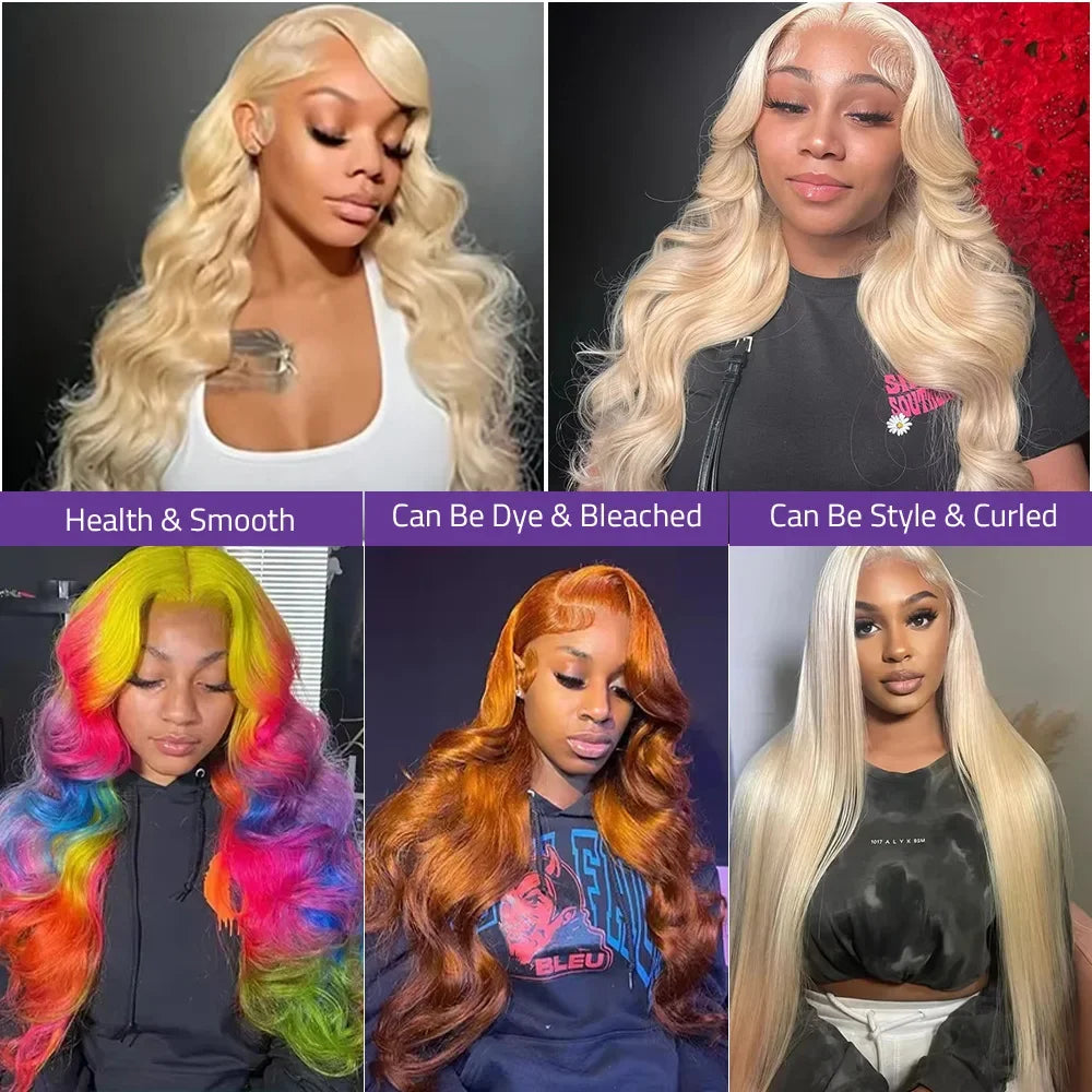 36 Inch HD Transparent Blonde Body Wave 13x6 Lace Front Human Hair Wigs Honey Colored Lace Frontal PrePlucked #613 Closure Wig