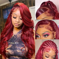 Body Wave 13x6 Transparent Lace Front Human Hair Wig 99J Burgundy 13x4 hd Lace Frontal Wigs For Women Colored 30 inch Wigs