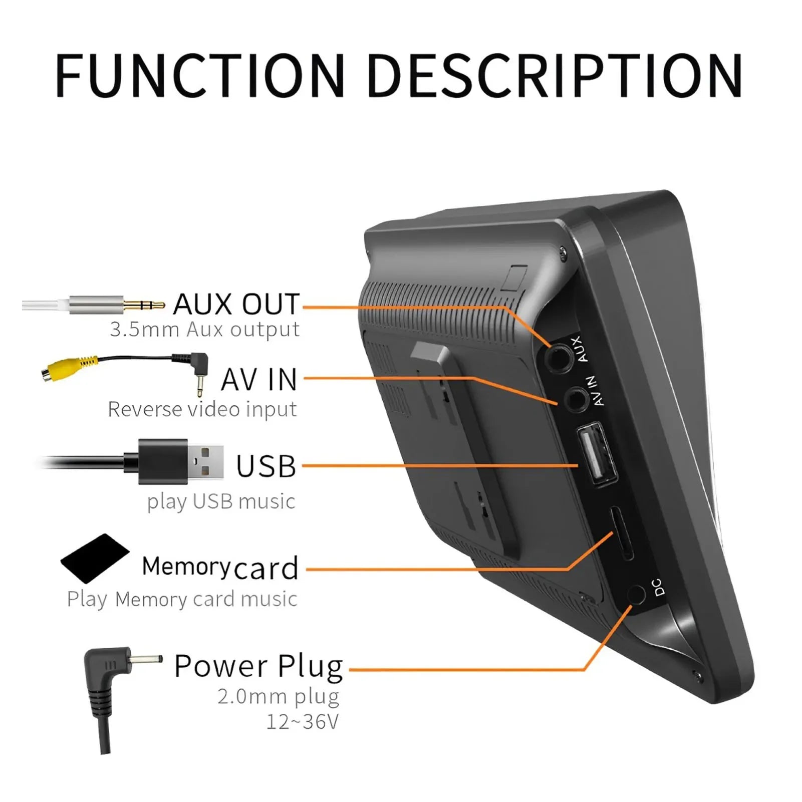 7in Portable Car Touch Screen Bluetooth FM Radio for Siri Reverse Image MP5 Player Screen for Carplay for Android Auto DC12