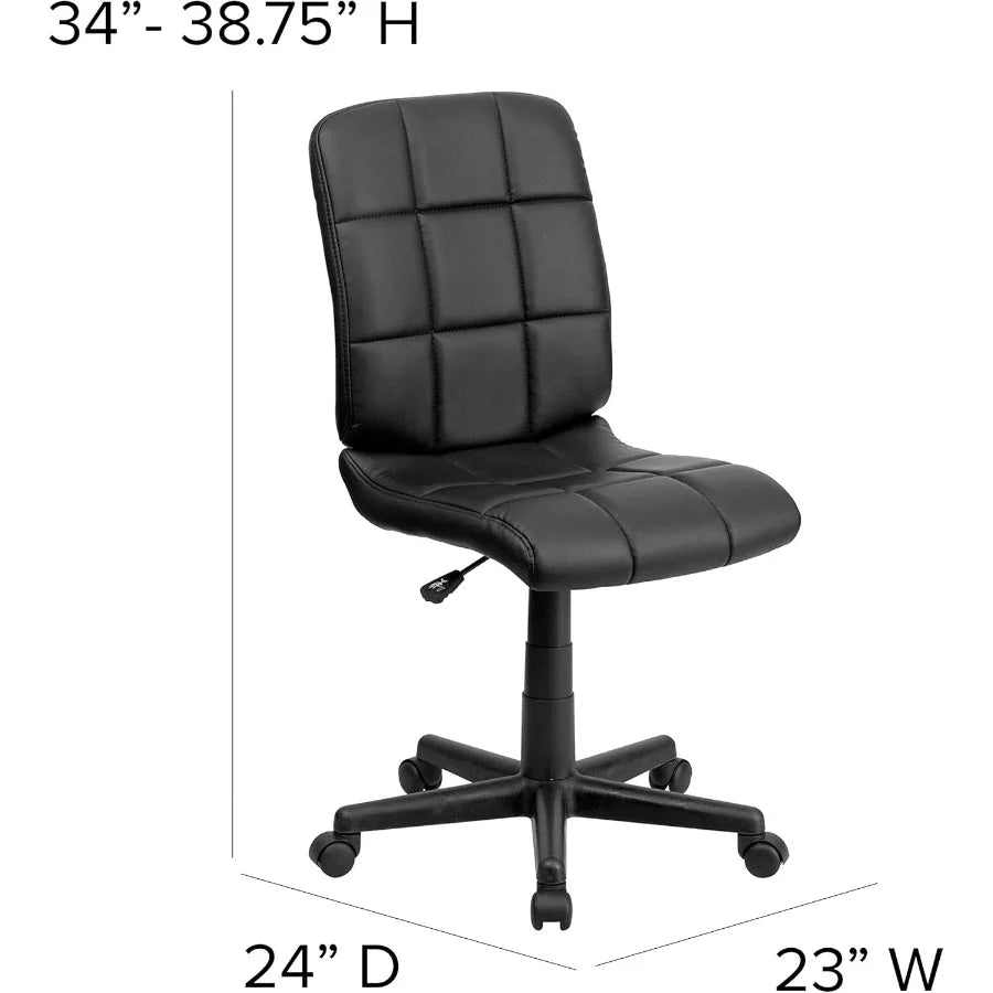 Flash Furniture Clayton Mid-Back Tufted Vinyl Upholstered Swivel Desk Chair with Padded Seat Modern Adjustable Height Padded Of