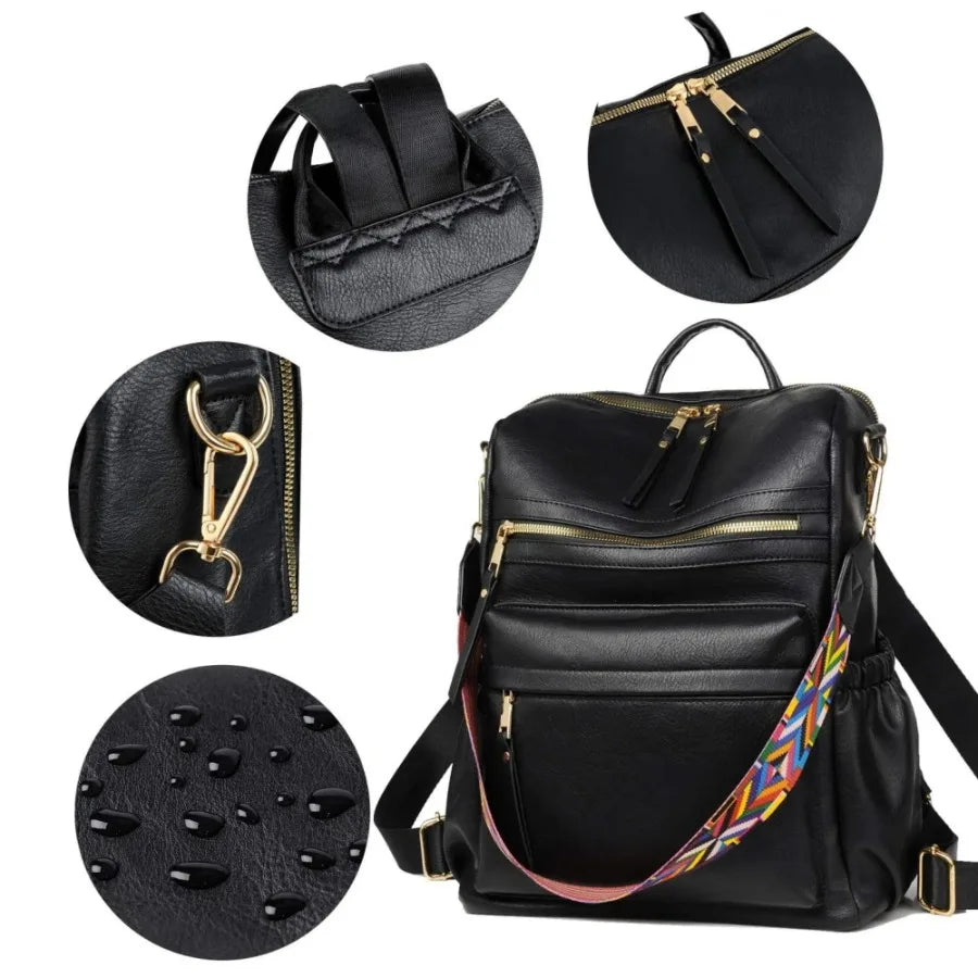 PU Leather Backpack Purse Women Convertible Ladies Fashion Casual Large School Shoulder Bags