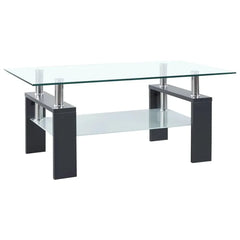 Gray Transparent Coffee Table 37.4x21.7x15.7 Tempered Glass Living Room Furniture