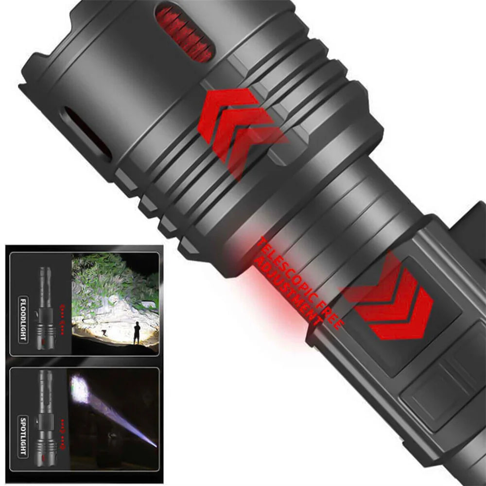 LED Flashlight 10W Tactical USB Rechargeable Light Super Bright Torch Lantern Long Shot Range Hand Lamp For Outdoor Camping