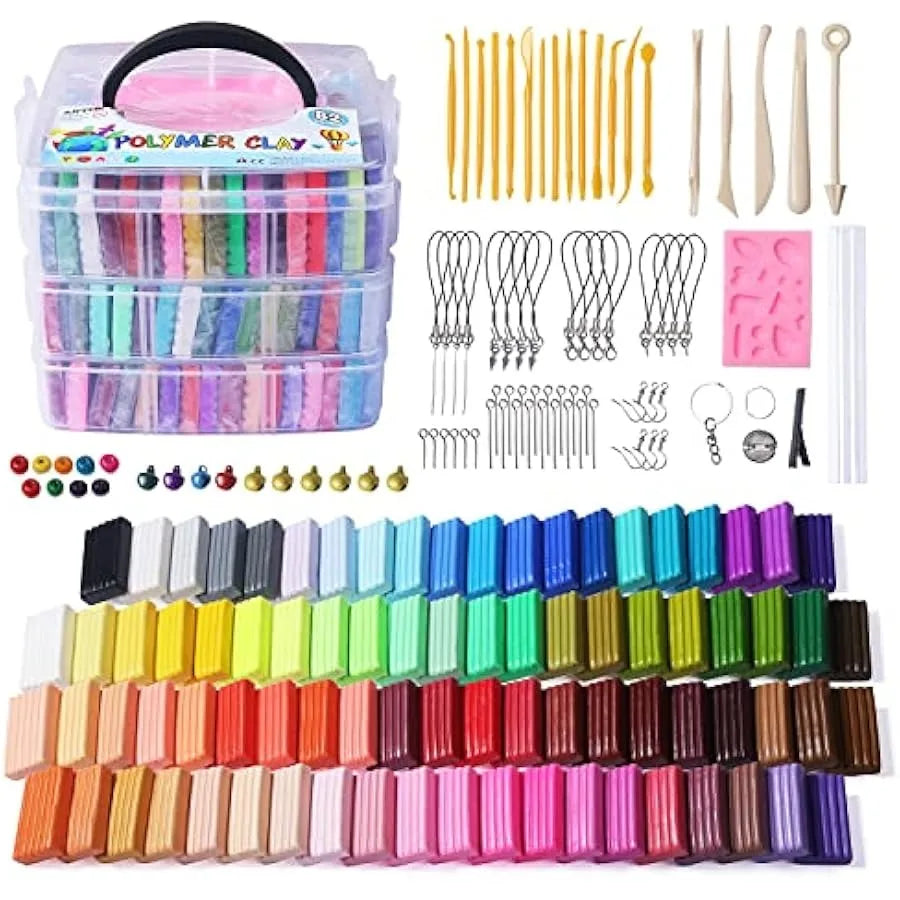 Artme Polymer Clay 82 Colors Clay Kit Oven Bake Modeling Clay Creative Polymer Clay Kit with Sculpting Tools and Jewelry Access