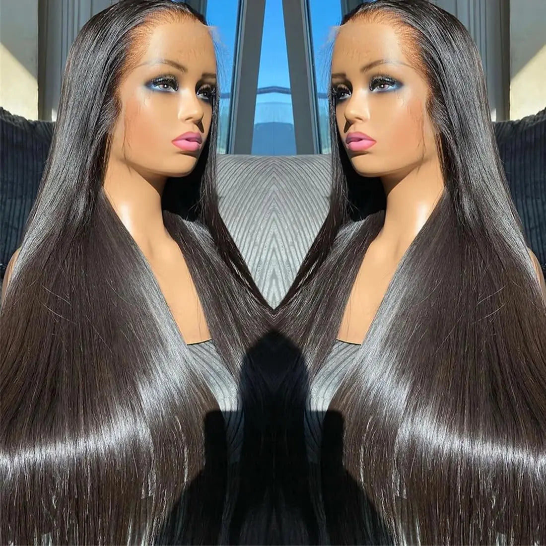 Straight Lace Front Wig Long Straight Black Lace Front Wigs HD Transparent 13x4 Lace Frontal Wig Brazilian Human  For Black Wome