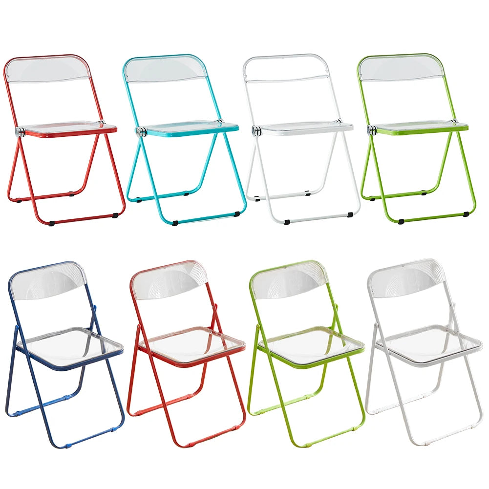 Transparent Folding Chair with Reinfoced Steel Chrome Frame Office Chairs Computer Armchair Furniture Desk Chairs Set for Indoor