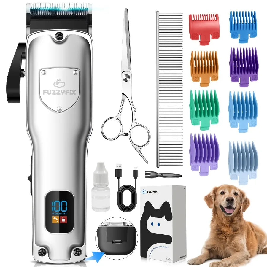 Dog Clippers for Grooming for Thick Heavy Coats Professional Pet Grooming Clippers Supplies Kit Low Noise Rechargeable Stainles