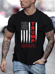 TRUMP 2024 Pattern Printed Men's Creative Top Casual Short Sleeve Round Neck T-shirt Summer Outdoor Men's Wear