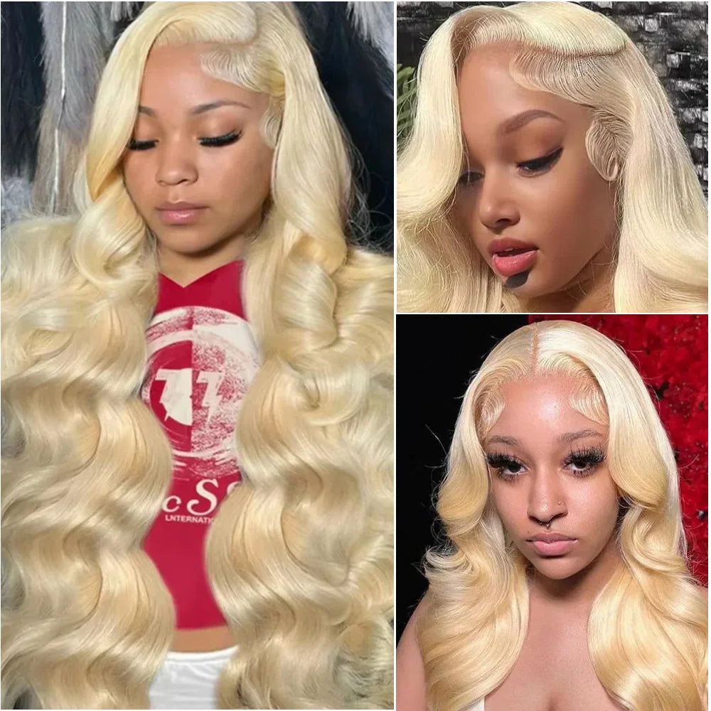 36 Inch HD Transparent Blonde Body Wave 13x6 Lace Front Human Hair Wigs Honey Colored Lace Frontal PrePlucked #613 Closure Wig