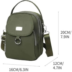 Army Green Water-Proof Crossbody Bag Multi Compartment Mobile Phone Bag Women Messenger Bag Casual Oxford Cloth Shoulder Bag