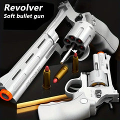 Toy Gun, Manual Firing, Soft Bullet, Shell Throwing Soft Bullet Gun Toy, Long Revolver Toy Gun (Containing 6 Bullets An