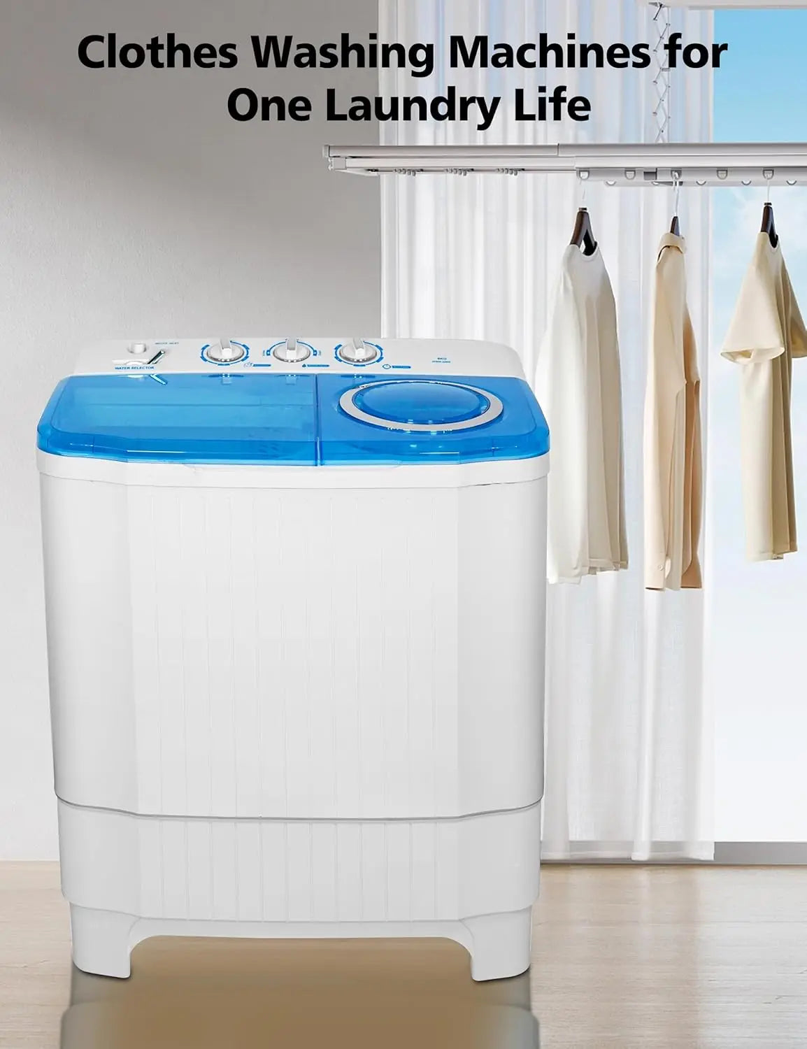 Portable Washing Machine - 28Lbs Compact Twin Tub Washer and Spin Dryer - Semi-automatic Laundry Washer(18Lbs) & Spinner(10Lbs)