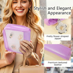 Travel Jewelry Organizer Case Jewelry Storage Book Transparent Jewelry Binder with 96 Portable Anti Tarnish Clear Zippered Pouc