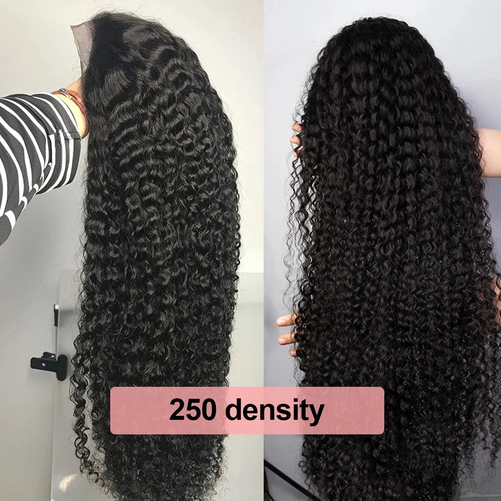 250 Density Deep Wave 360 Lace Front Human Hair Wigs Pre Plucked Curly Lace Front Wig Transparent Brazilian Human Hair For Women