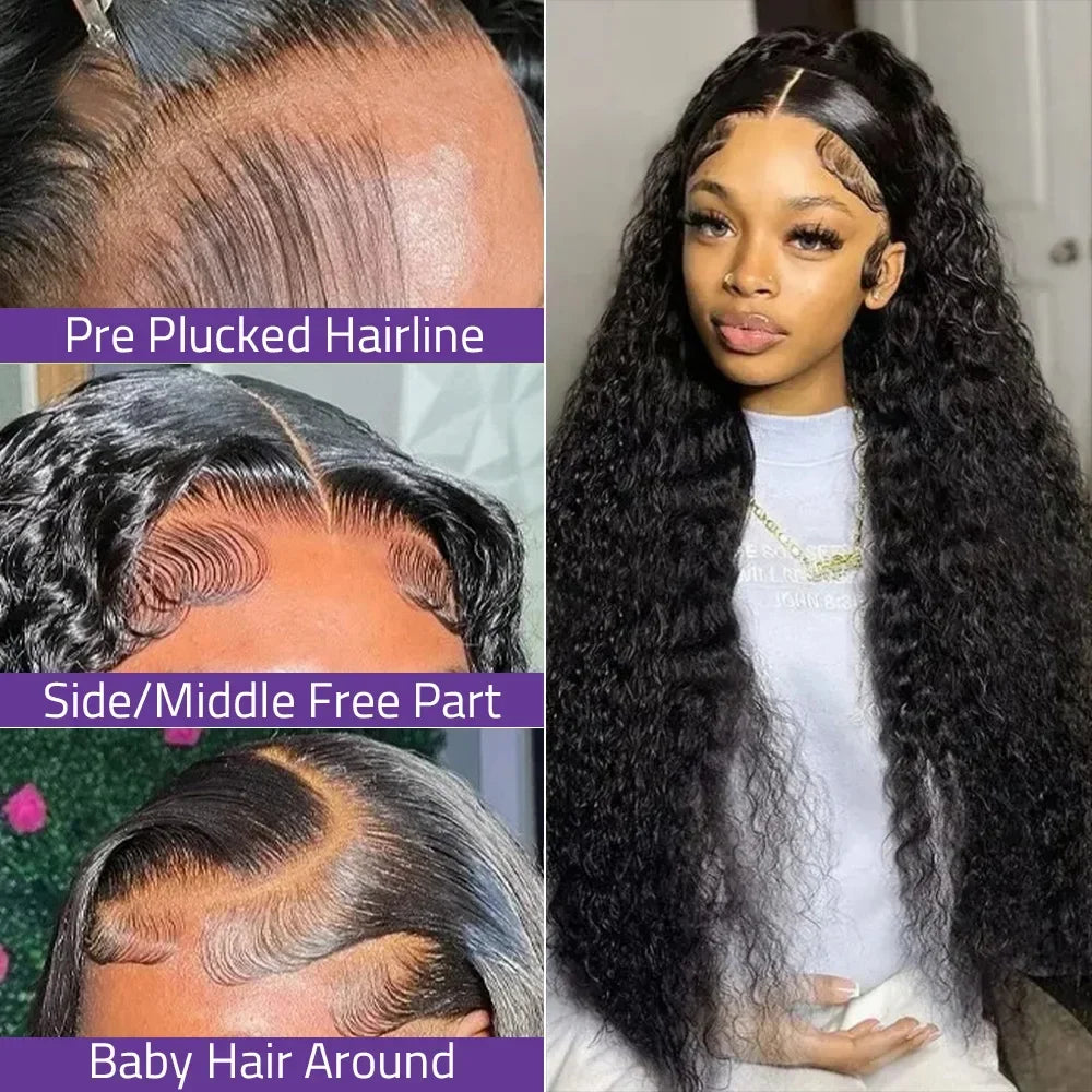 Deep Wave Lace Frontal Wigs 13x6 Hd Loose Curly Human Hair Water Wave Pre Plucked 360 Full Transparent Lace Closure Front Wig