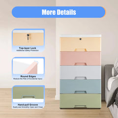 Dresser Storage Cabinet 5 Drawer Stackable Vertical Clothes Storage Tall Small Closet Plastic Drawers Home Furniture