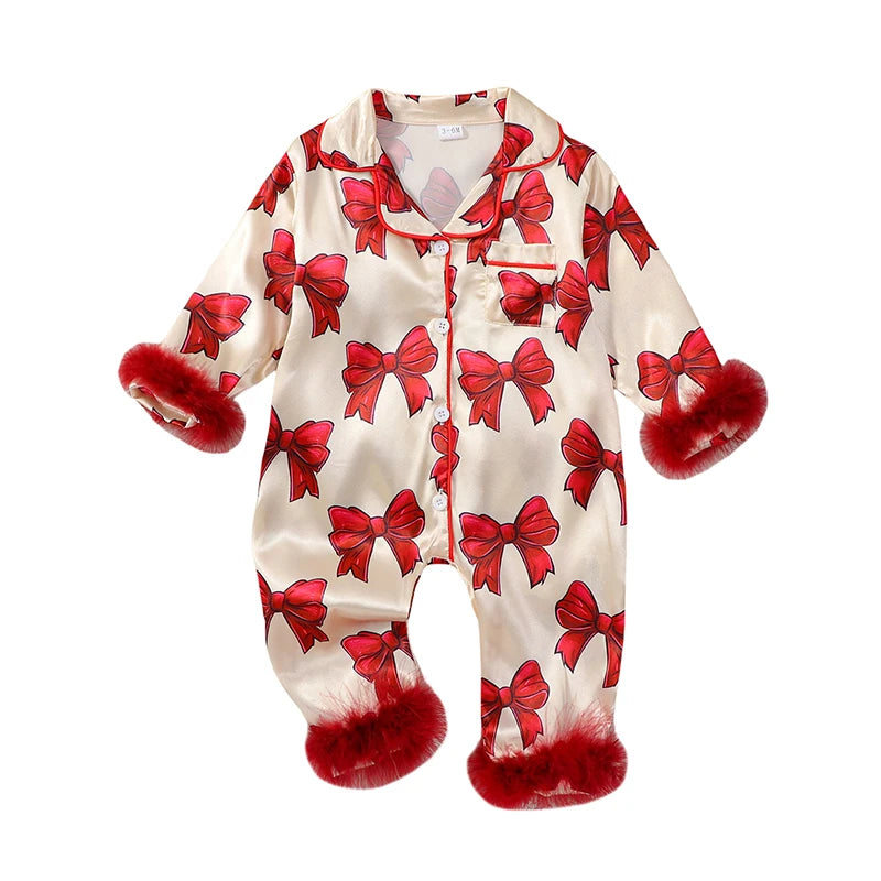 Toddler Girls Pajamas Cozy Long Sleeve Floral Print Fleece Patchwork Button-Up Romper Pajama Set for Sleep and Play