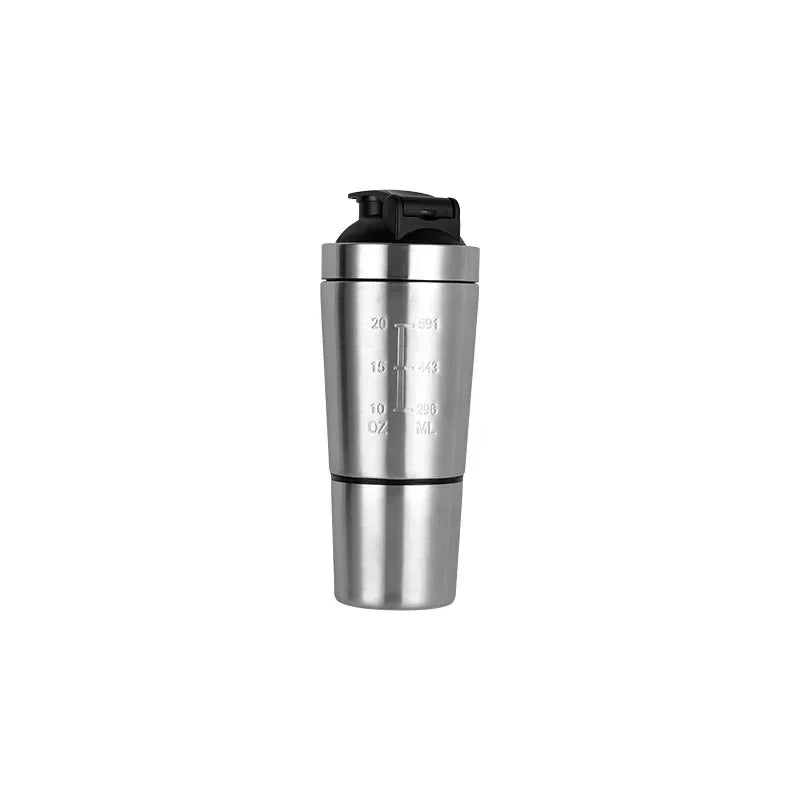 New Stainless Steel Cup Vacuum Mixer Outdoor Drink Kettle Detachable Double Layer Whey Protein Powder Sports Shaker Water Bottle