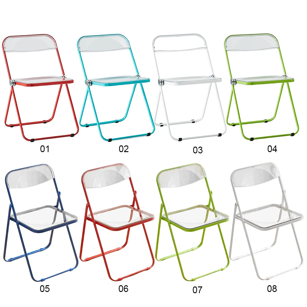 Transparent Folding Chair with Reinfoced Steel Chrome Frame Office Chairs Computer Armchair Furniture Desk Chairs Set for Indoor