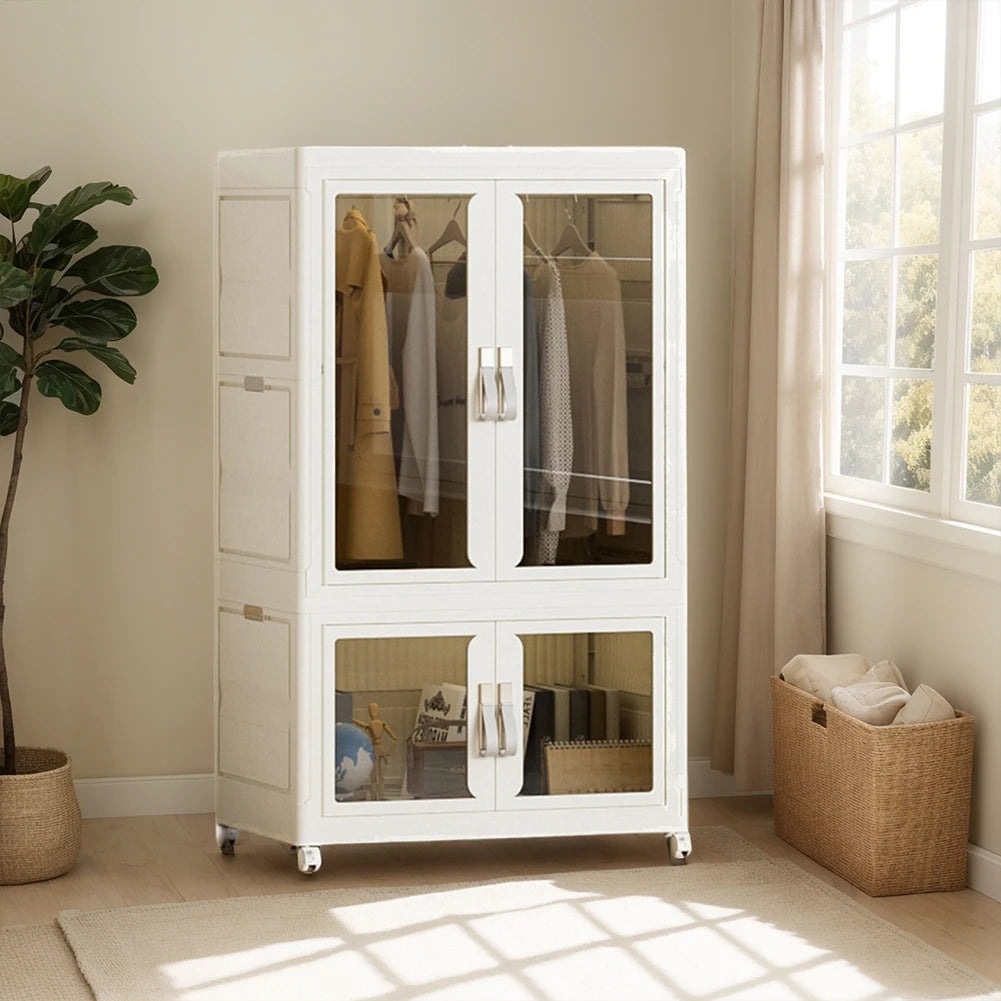 New Storage Cabinet Home Furniture Modern Simple Wardrobes for Bedroom Multi-Function Portable Closet Organizer with Clear Door