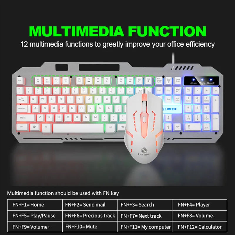 T25 Wired Keyboard Mouse Set LED Luminous E-sports Desktop Computer Laptop Office Imitation Mechanical Tactile Game Keyboards