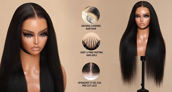 Straight Lace Front Wig Long Straight Black Lace Front Wigs HD Transparent 13x4 Lace Frontal Wig Brazilian Human  For Black Wome